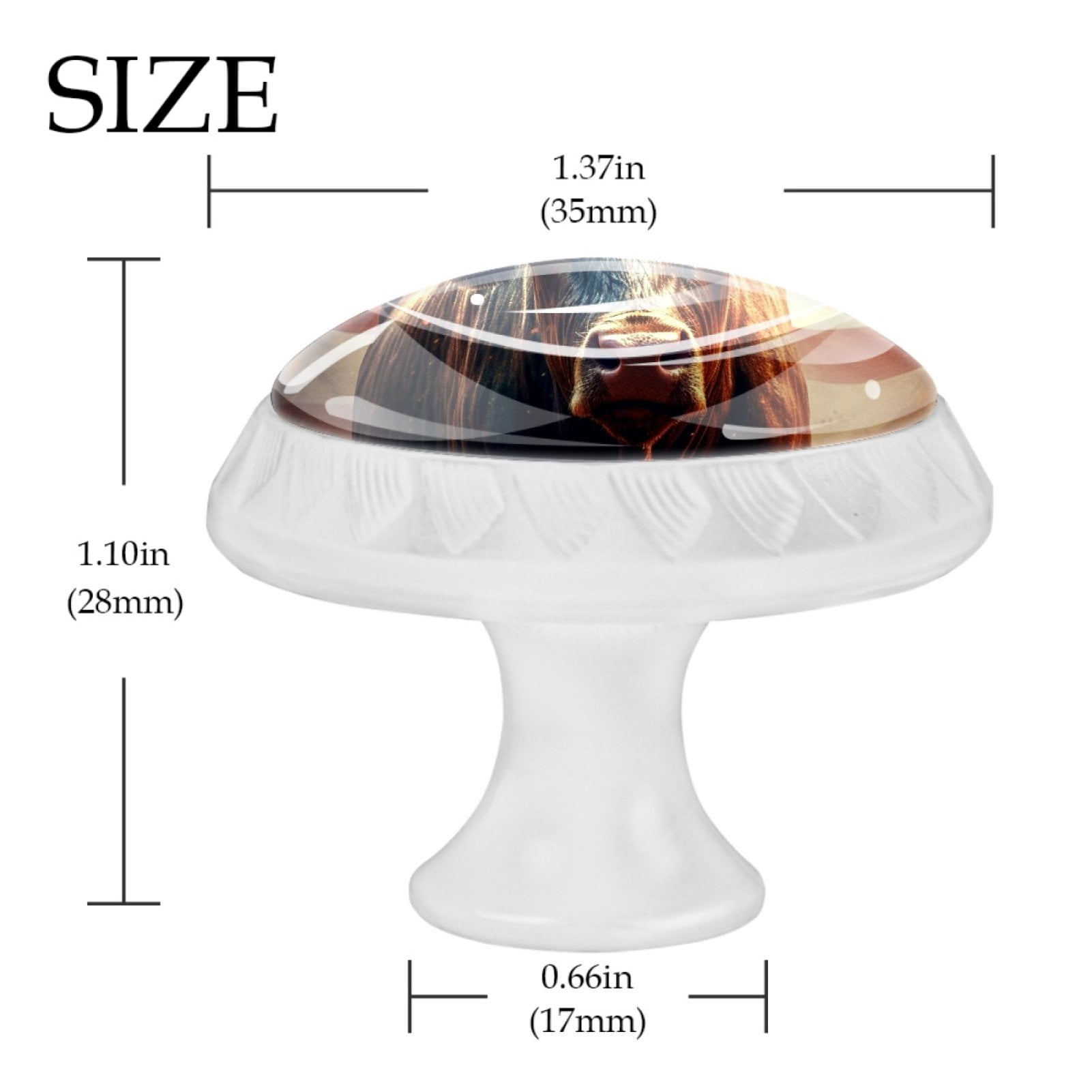 4 Pcs Cow American Flag Knobs for Kitchen Cabinet Cupboard Dresser Bookcase Drawer Pulls Handles Round Home Decor