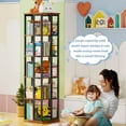 thumbnail image 6 of Homieasy Rotating Bookshelf, 360 Display Wood Spinning Bookshelves, 5 Tier Floorstanding Narrow Bookcase, Corner Bookshelf for Small Space, Rustic Brown, 6 of 7