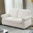 thumbnail image 4 of US Pride Furniture 65 in. Wide Rolled Arm Velvet Modern Rectangle Loveseat in Ivory For Home, 4 of 5