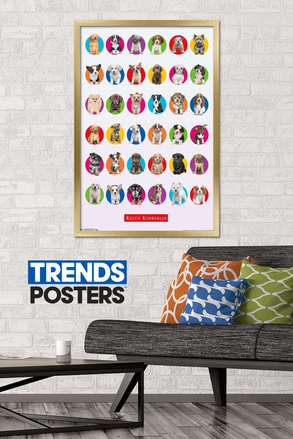 Keith Kimberlin - Puppy Grid Wall Poster, 22.375" x 34", Framed