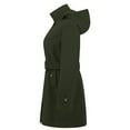 thumbnail image 4 of Fnooota Womens Peacoats, Hooded Work Mid Long Double Breasted Trench Coat Army Green Size 2XL, 4 of 5
