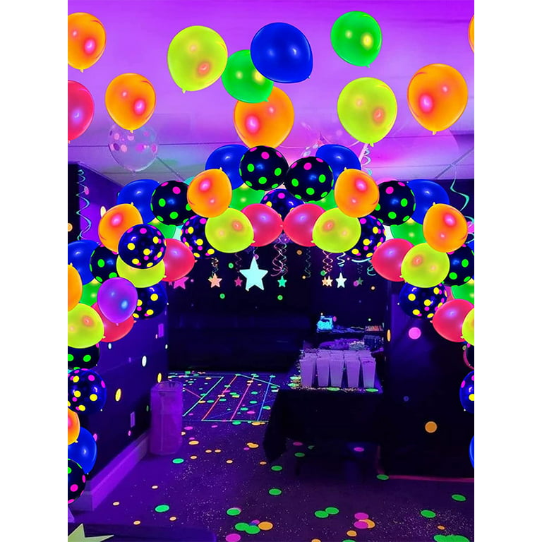 Neon Party Supplies Neon Party Decorations Glow in The Dark Party Supplies  Neon Balloons Black Light Balloons Neon Streamers Glow in The Dark Neon