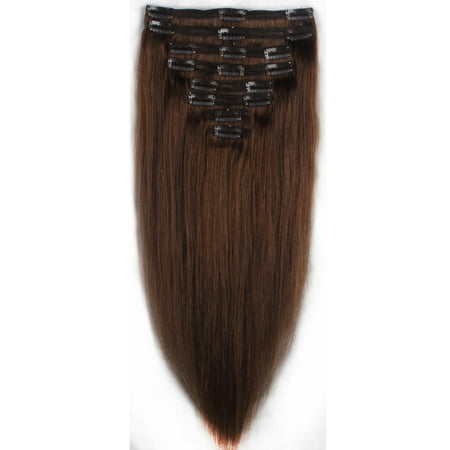 FLORATA 20 inch Double Weft 150g Straight Hair 100% Remy Human Hair Natural Style 8 Piece Non Synthetic Hair Weaving (Best Weave For Mixed Hair)