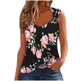 thumbnail image 2 of LMKIHUSA Hollow Out Tank Tops for Women Summer Casual Sleeveless Sweet O Ring V Neck Shirt Trendy Loose Floral Print Tunic Vest Blouse,Black,L, 2 of 3