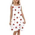thumbnail image 2 of Girls Dresses Strawberry Print Ruffle Tiered Square Neck Spaghetti Strap Sundress Size 5-6Y, 2 of 6