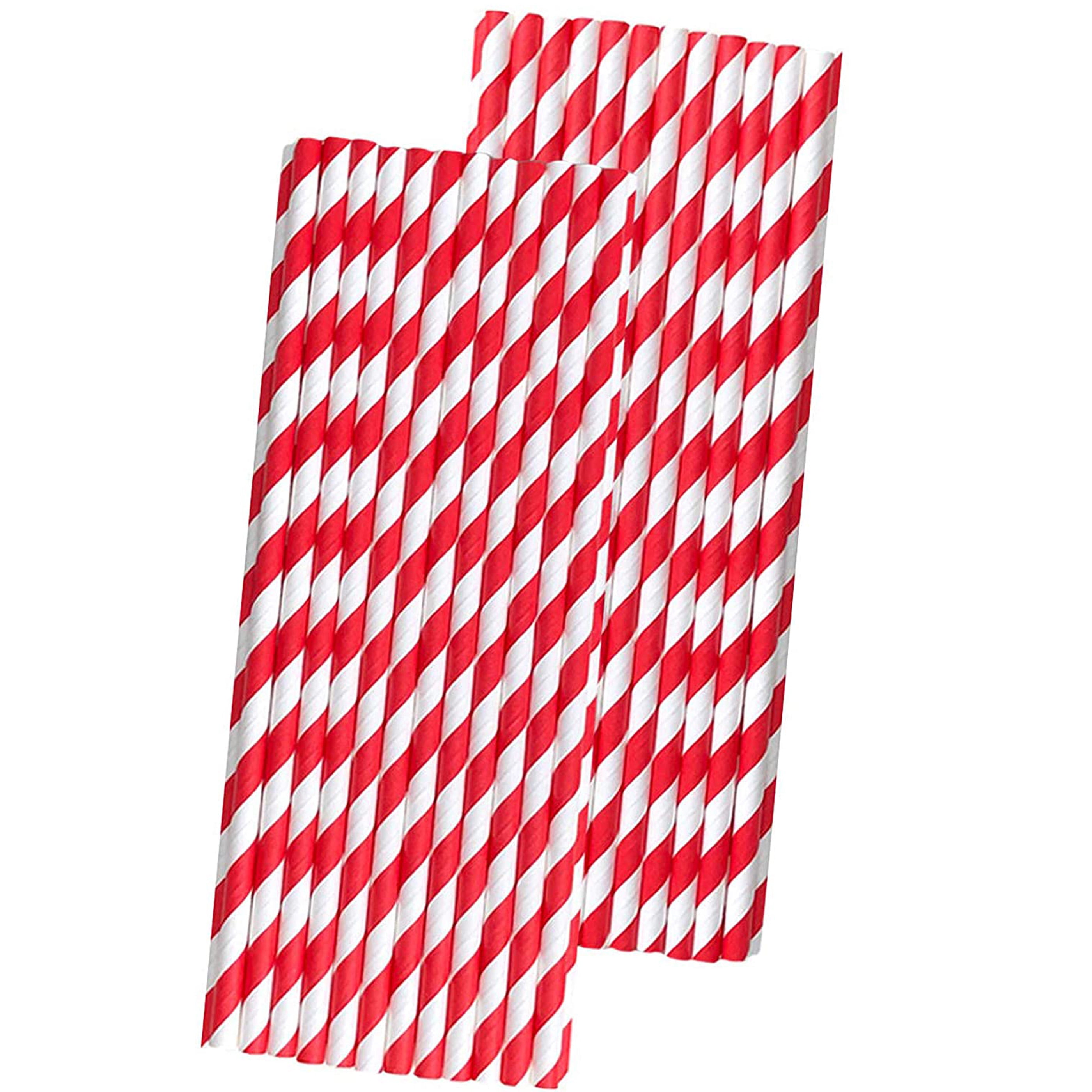 Colorful thin red paper straws 50pcs - Tapegarden