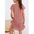 thumbnail image 2 of Summer V-neck Women Print Casual Buttons Dress Loose Swing Short Mini Dress, 2 of 5
