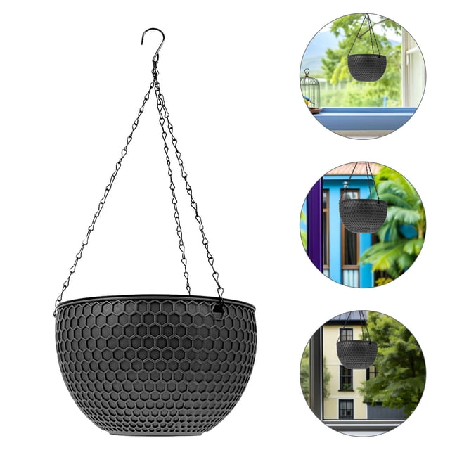 FOMIYES 2Ud Jardineras Colgantes Plásticas En Color Oscuro Con Moderno Para