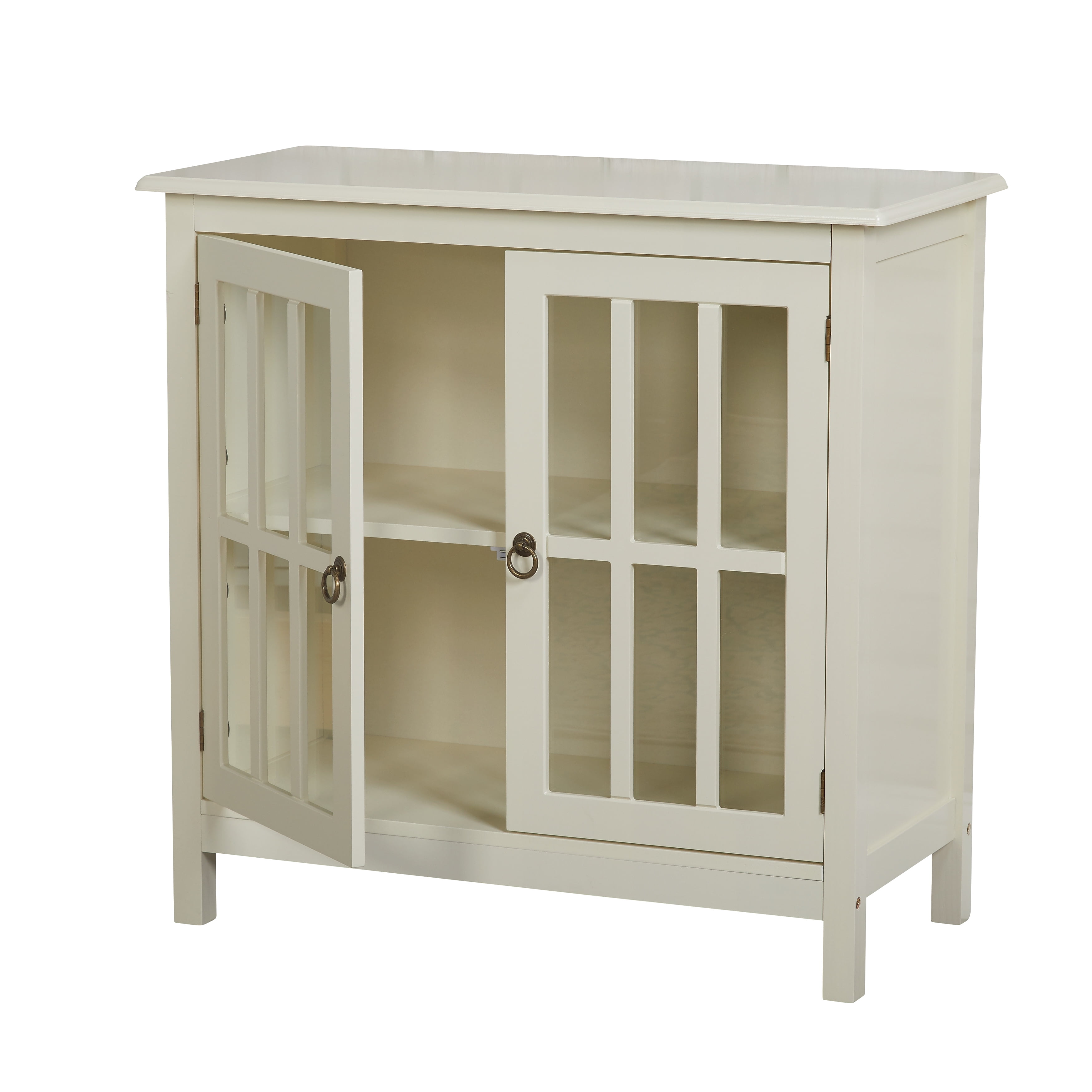Simple Living  Portland 2-Door Glass Cabinet Antique White