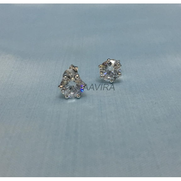 Dainty Round Solitaire Diamond Stud Earrings, Unisex Everyday Prong Set Jewelry Gift