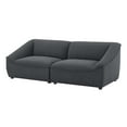 thumbnail image 1 of Loveseat Sofa, Fabric, Dark Grey Gray, Modern Contemporary Urban Design, Living Lounge Room Hotel Lobby Hospitality, 1 of 10