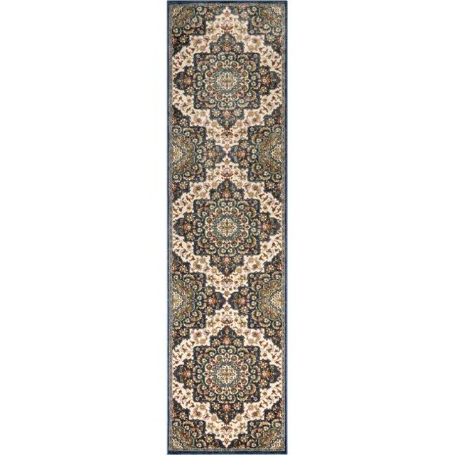 Well Woven TU-14-2L Tulsa Oracle Blue Traditional Medallion Runner Rug - 2 ft. 7 in. x 9 ft. 10 in.