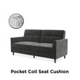 Novogratz Concord Sofa, Small Space Living Room 3 Seater, Pocket Coil Cushions, Gray Velvet