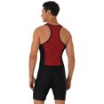 thumbnail image 2 of Sinleey Men's Tank Top Swim Bodysuit Wrestling Singlet Zipper Leotard Underwear Gym Sports Boxer Red M, 2 of 5