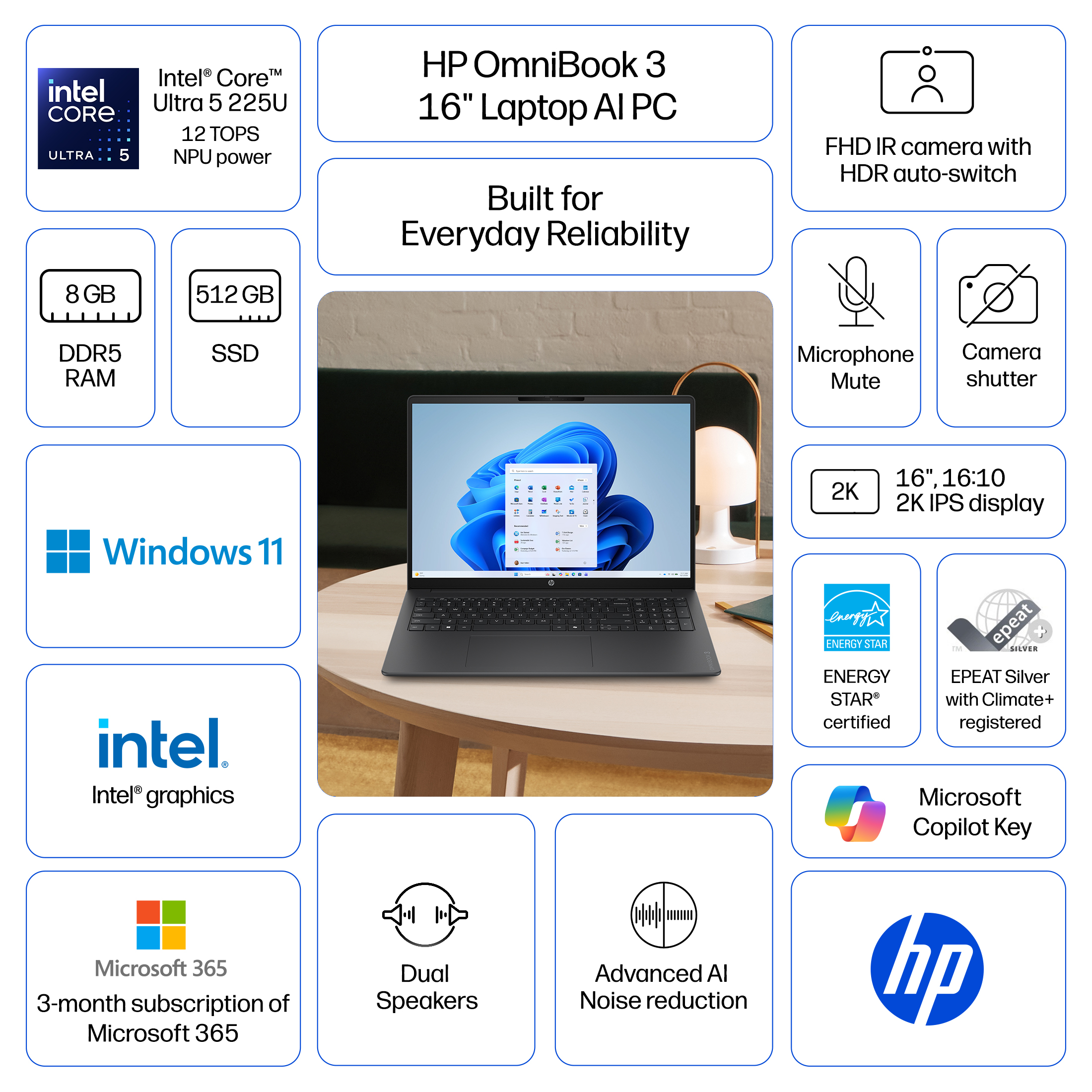 HP OmniBook 3 16-Inch AI Laptop Intel Core Ultra photo 2