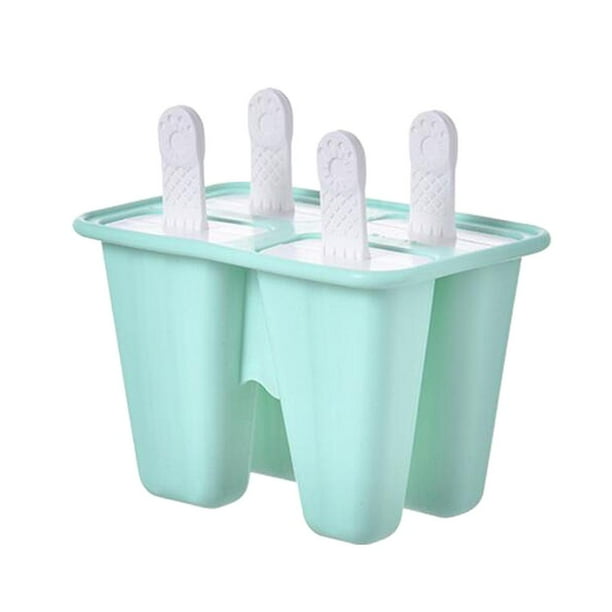 Moldes para paletas de helado Moldes para paletas de hielo de silicona DIY 4 celdas verde