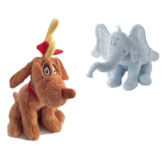 Dr Seuss Max The Dog Reindeer & Horton Hears Who Elephant Plush Set Kohl's 12" New