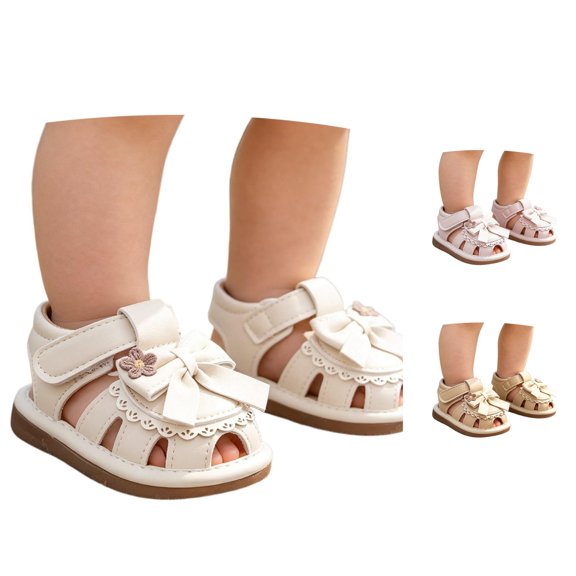 Shachafan Summer Baby Sandals For Toddlers Breathable Soft Sole With Bow Embroidered Design And Grip Toddler Boys Sandals Size 4