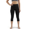 thumbnail image 3 of FLEXVIBE Women's High Waist Capri Yoga Leggings with Pockets,4-Way Stretch & Tummy Control for Workout,Black - M(US), 3 of 9