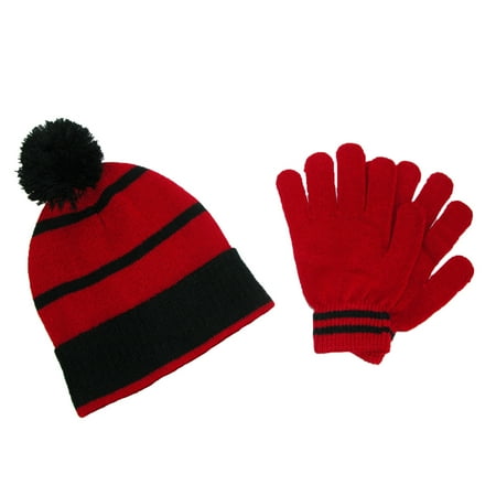 CTM® Kids' Knit Beanie Hat and Gloves Winter Set