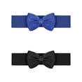 thumbnail image 1 of Cinturones elásticos de 2 piezas con lazo INSPIRE CHIC para mujeres, ancho de 2.4". Cinturón elegante y lindo, ajustable para cintura de vestido de boda de 24 a 32" en negro y azul real., 1 of 6