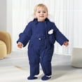 thumbnail image 3 of LZHGirlshop Baby Girl Winter Snowsuit Toddler Solid Color Zipper Jacket Clothes for Boy Infant Jumpsuit Hoodied Coat Outfit,Blue,6-9M, 3 of 8