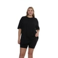 thumbnail image 3 of BILLIONHATS 24 Pack Womens Oversized Cotton T-Shirts, Crew Neck Short Sleeve Baggy Loose Tops Oversize Tees Color Black, Size 2X-Large, 3 of 5