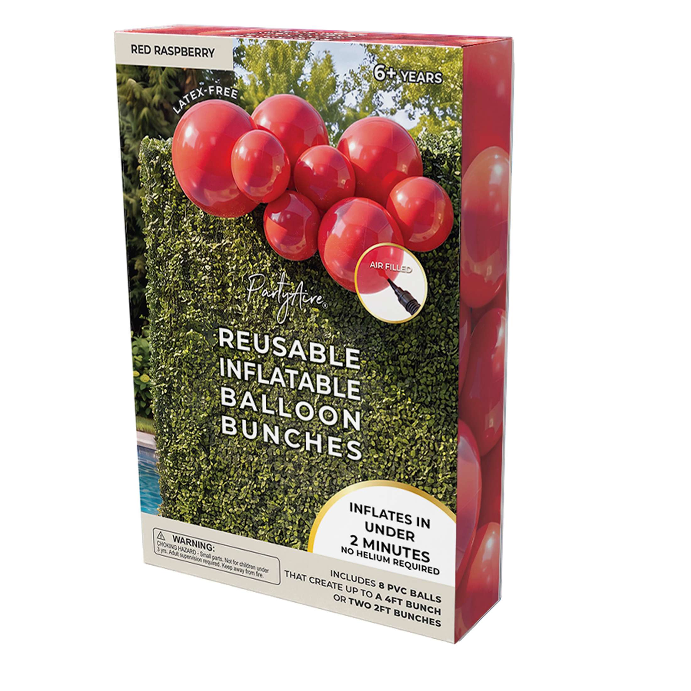PartyAire 8pc Reusable Balloon Bunch, RED RASPBERRY