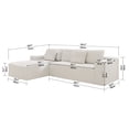 thumbnail image 5 of UHOMEPRO Full-Size 4-Seater Modular Sectional Sofa with Chaise, Deep Seat L-Shaped Cloud Couch for Living Room, No Assembly Family Cloud Sofa, Plush Corduroy Fabric, White, 5 of 9