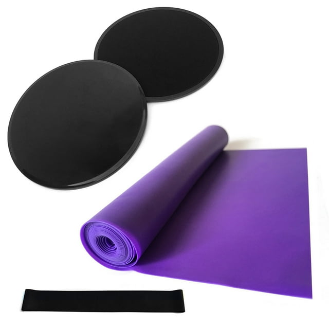 Amdohai 4pcs Yoga Equipment Set Discs Core Sliders Resistance Loop Band Exercise Latex Strap Perfect Abdominal Core Training Gym Yoga Pilates Reha
