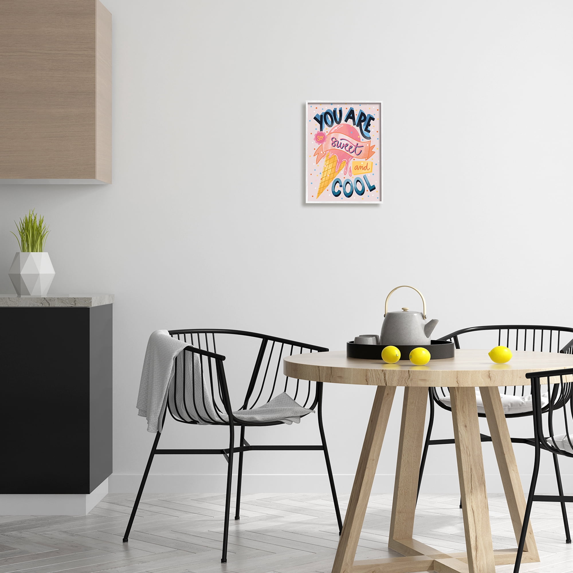 Stupell Industries Sweet & Cool Retro Patterned Polka Dot Ice Cream Graphic Art White Framed Art Print Wall Art, Design by Dominika Godette