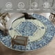 thumbnail image 4 of Alfombra redonda, fácil de usar, 183 cm, vintage, azul crema, lavable, 4 of 8