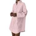 thumbnail image 2 of Endives Women's Oversized Shirt Solid Color V Neck Button Down Shirt Loose Long Sleeve Dressy Shirt Pink, 2 of 7