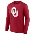 thumbnail image 2 of Men's Cardinal Oklahoma Sooners Logo Long Sleeve T-Shirt, 2 of 3