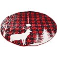 thumbnail image 4 of Diconna Christmas Tree Skirt Red Black Plaid Christmas Tree Base Floor Mat, 4 of 9