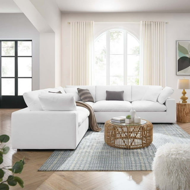 Modway Commix Sectionnel 5 Pcs Surrempli Rempli de Duvet en Blanc Pur
