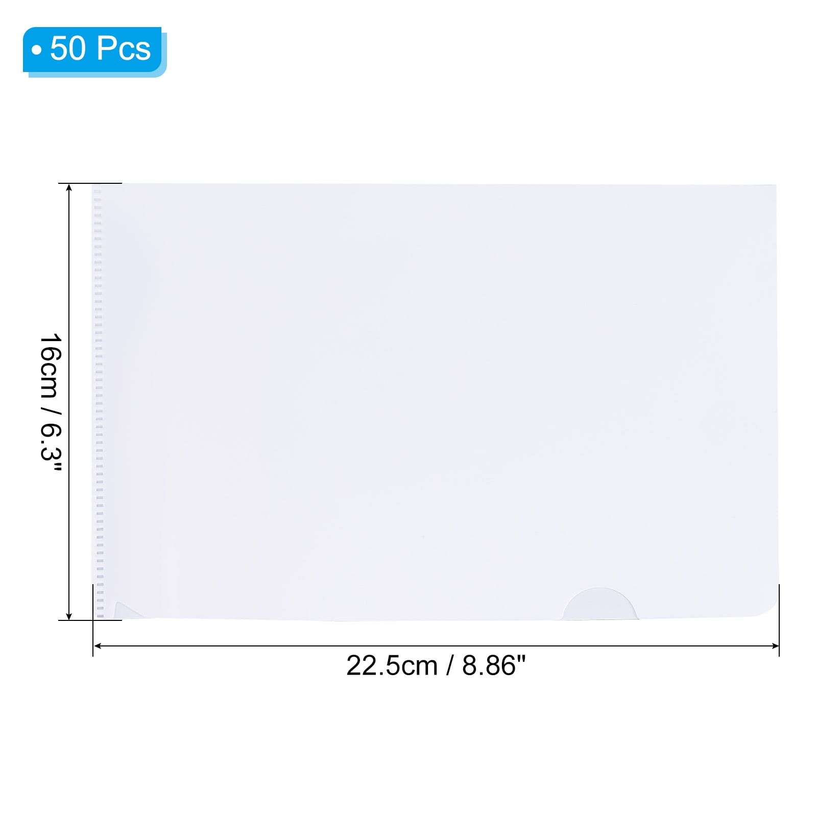 Uxcell L Type Folders 50 Pack A5 Plastic File Project Pockets Clear Paper Document Jacket Sleeves White