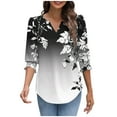 thumbnail image 3 of cocolona Womens Summer V Neck 3/4 Sleeve Tops Dressy Casual Blouses Fashion Casual Loose Floral Print T-shirts Trendy Tops 2025, 3 of 7