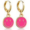 thumbnail image 4 of Colorful Drip Enamel Smiley Face Pendant Earrings - Fun and Trendy Star and Lightning Bolt Cartoon Studs, 4 of 13