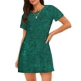 thumbnail image 1 of Fotbe Teal Marble Bata de Dormir para Mujer con Estampado, Camisón de Algodón de Manga Corta, Ropa de Dormir Casual, 1 of 6