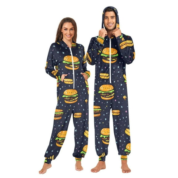 Fast Food Cosmos Adult onesie Pajamas, Crystal Velvet Ultra Soft Warm Jumpsuit for Men and Women