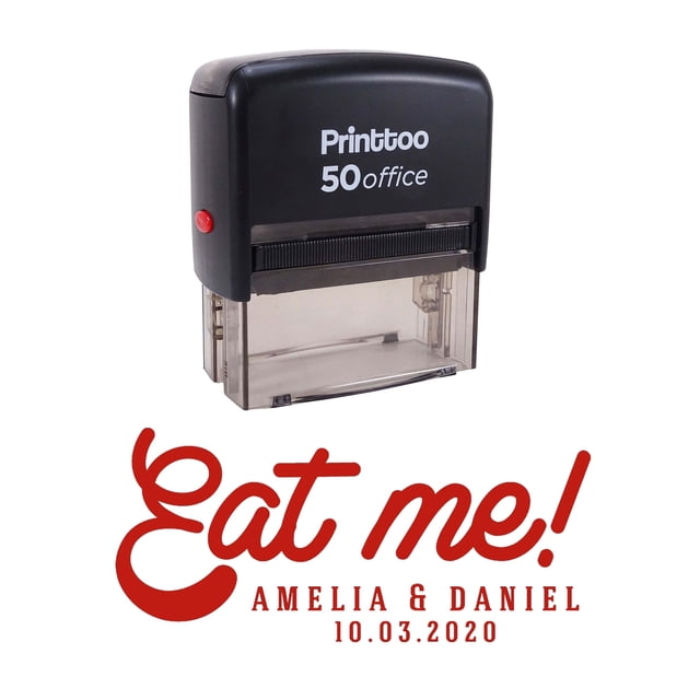 Printtoo Personalized Red Self Inking Eat Me Stamp Custom Wedding Favor Rubber Stamper -68 x 30 mm