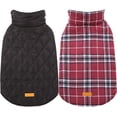 thumbnail image 3 of Kuoser Abrigo cálido para perros, chaqueta reversible, abrigo de invierno impermeable, ropa a cuadros de estilo británico, abrigos para clima frío, chaleco de nieve acogedor para perros pequeños, medi, 3 of 4