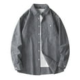 thumbnail image 2 of felwors Mens Striped Trendy Long Sleeve Shirt Lightweight Casual Button Front Shirt Grey for Size XXXL, 2 of 4