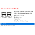 thumbnail image 2 of Rear Brake Pad Set - Compatible with 2003 - 2014 Chevy Express 1500 2004 2005 2006 2007 2008 2009 2010 2011 2012 2013, 2 of 2