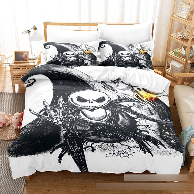 NS4 The Nightmare Before Christmas Juego De Ropa De Cama 3 En 1 Funda De Edredón Dormitorio Lavable Cómodo Traje De a