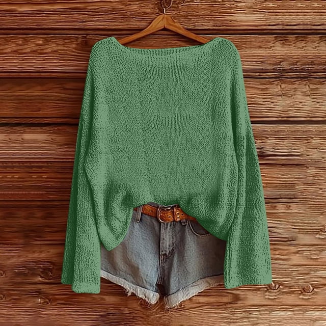 Miqool Womens Oversized Sweater Boat Neck Long Sleeve Ribbed Knit Pullover Casual Fall Sweater Tops