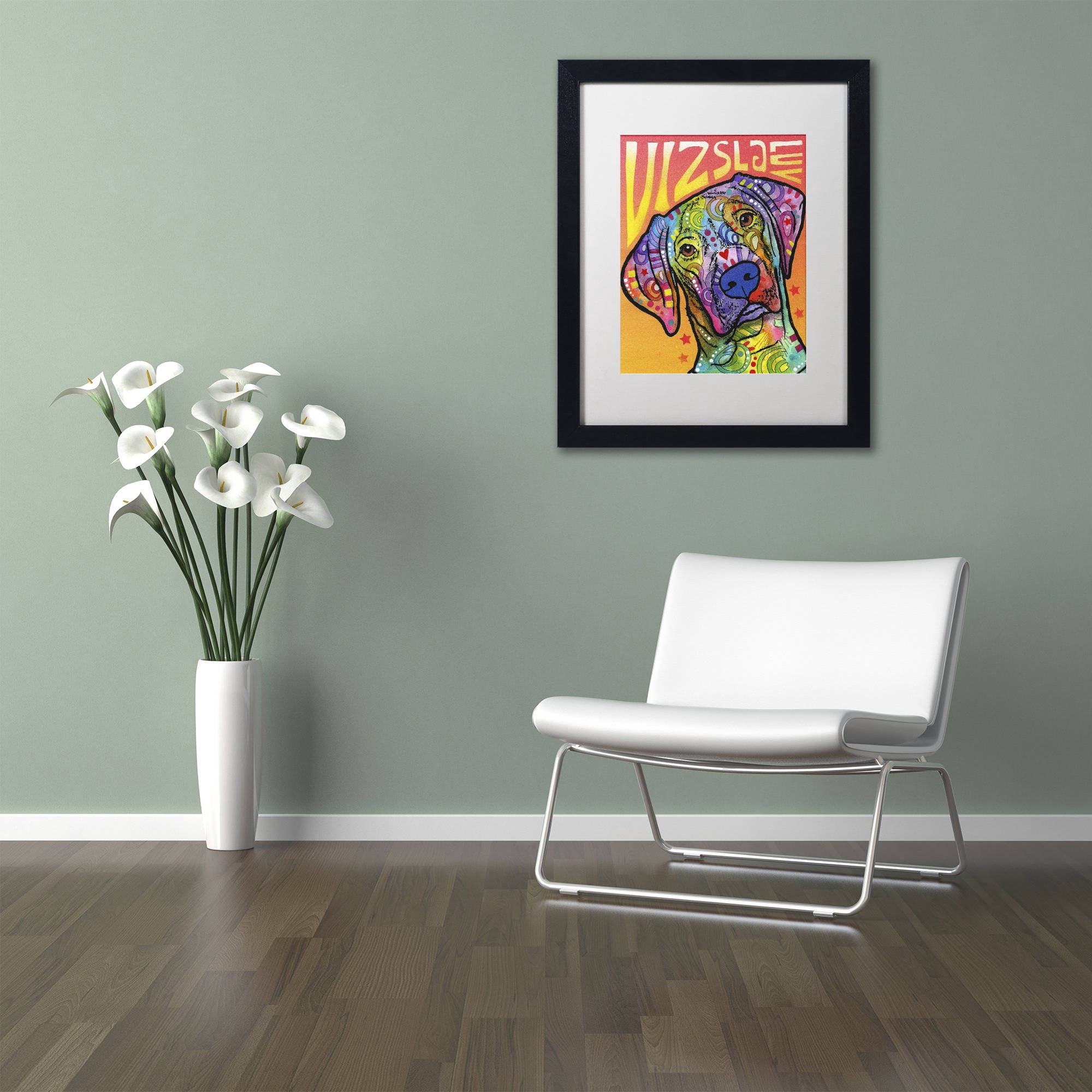 Trademark Fine Art 'Vizsla Luv' Canvas Art by Dean Russo, White Matte, Black Frame