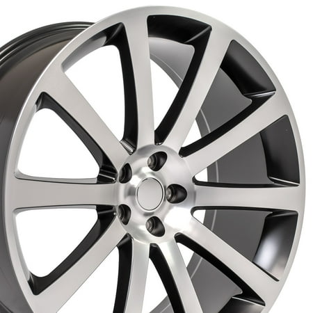 22x9 Wheel Fits Chrysler - 300 SRT Style Satin Black Rim w/Mach'd Face, Hollander