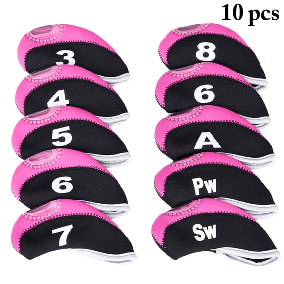 Bangcool 10PCS Golf Club Head Covers Color Patchwork Wedge Head Covers Golf Iron Covers with Number Design